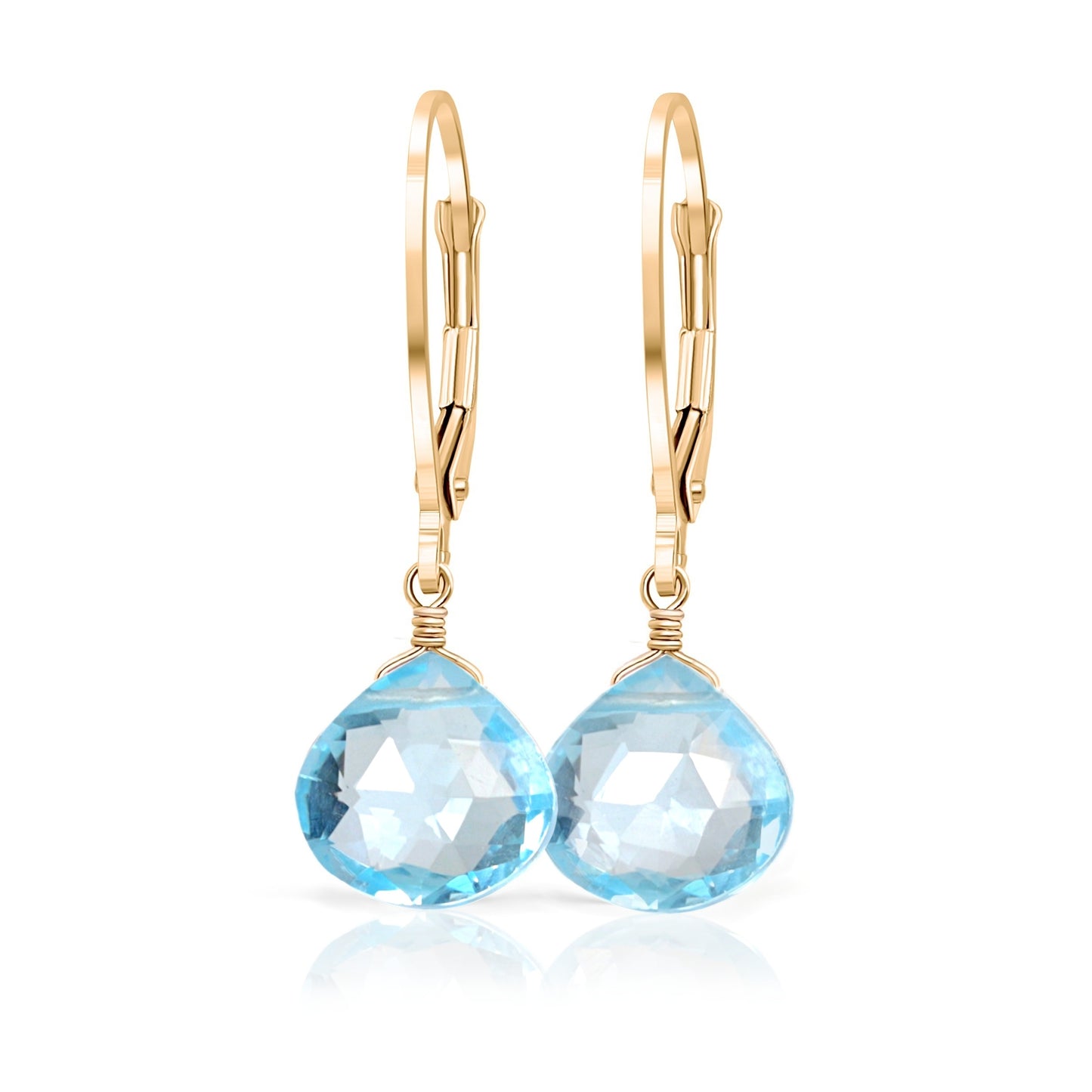 Sky Blue Topaz Earrings in 14k Gold