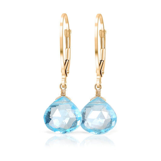 Sky Blue Topaz Earrings in 14k Gold