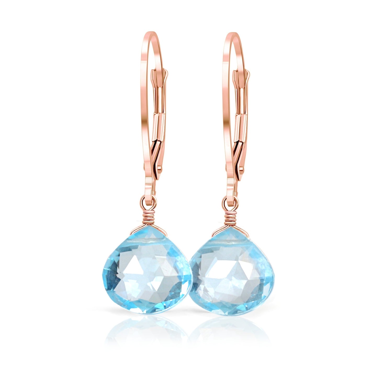 Sky Blue Topaz Earrings in 14k Rose Gold