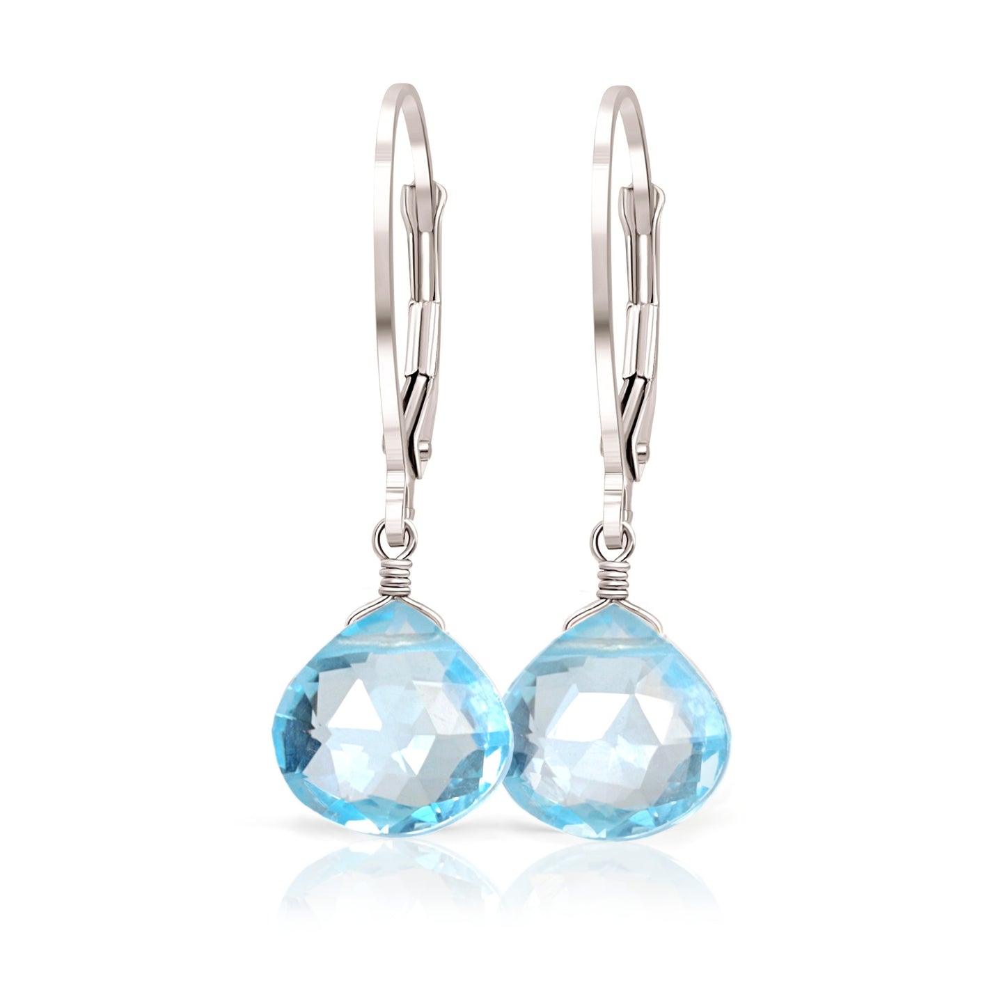 Sky Blue Topaz Earrings in 14k White Gold