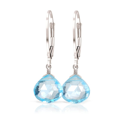 Sky Blue Topaz Earrings in 14k White Gold