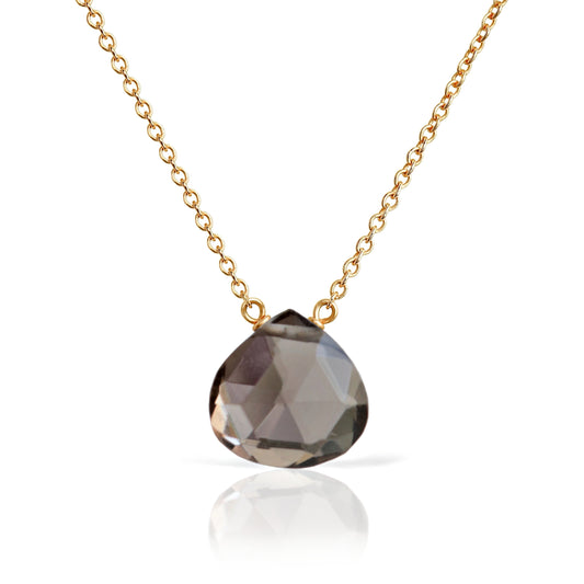 Smoky Quartz Necklace in 14k Gold