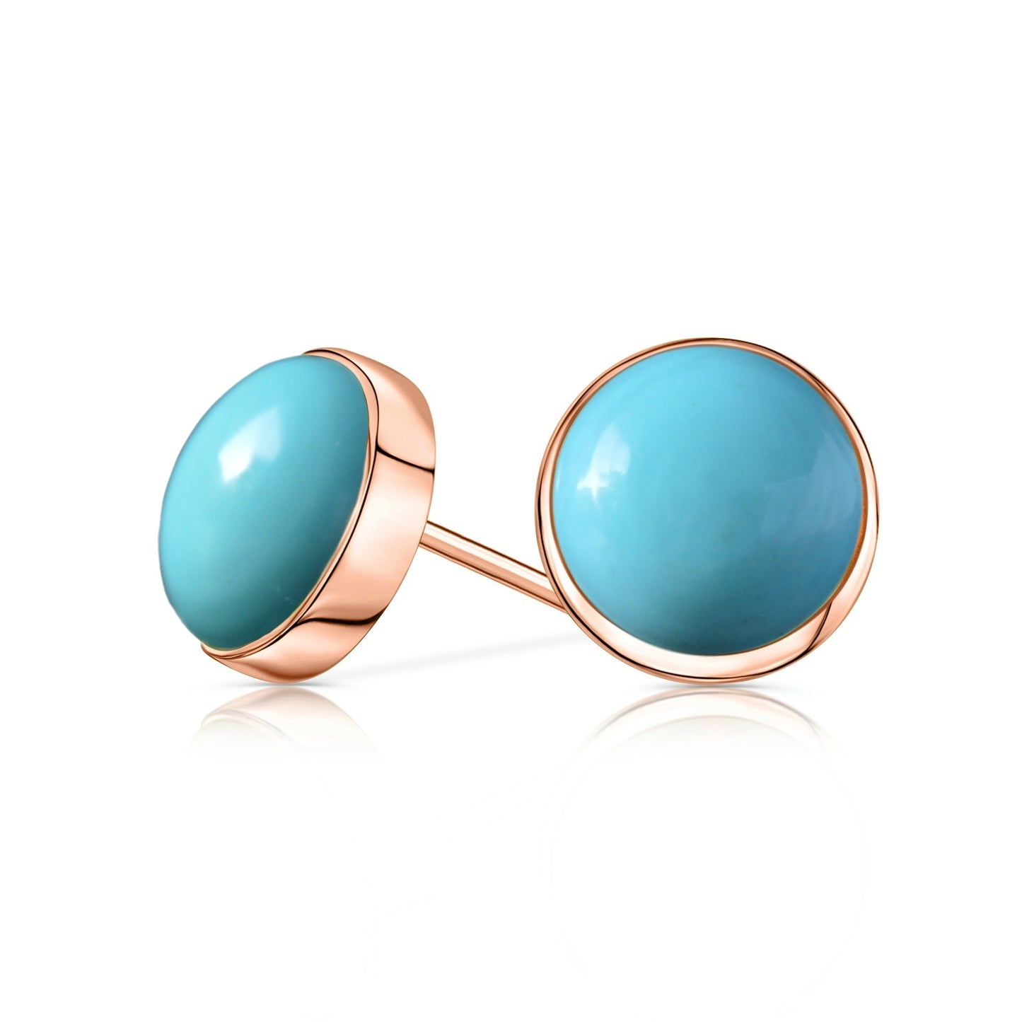 Kingman Turquoise Stud Earrings 14k Rose Gold