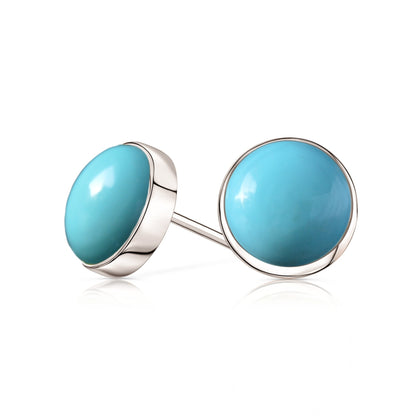 Kingman Turquoise Stud Earrings Sterling Silver