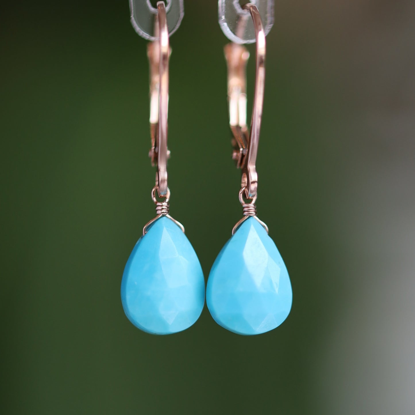 Turquoise Earrings in 14k Rose Gold Arizona Kingman 