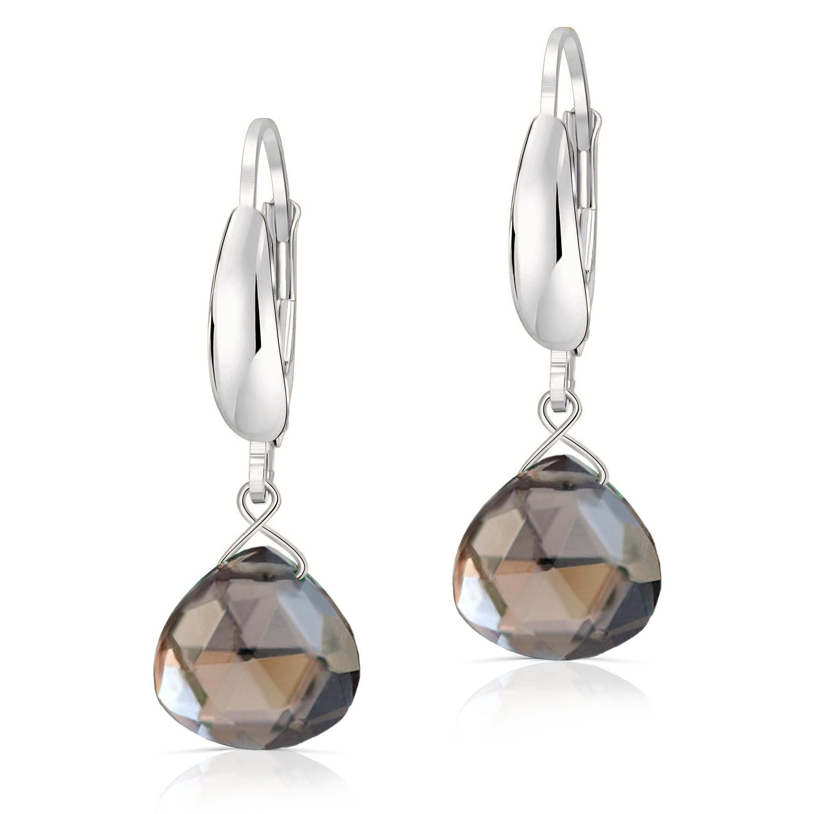 Smoky Quartz Briolette orders Dangle Earrings 40mm 18K Vermeil on 925 Sterling Mounts