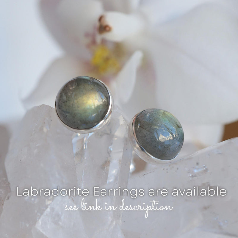 Natural Labradorite Ring, Sterling Silver Spiritual Ring, 10mm Solitaire Statement Ring