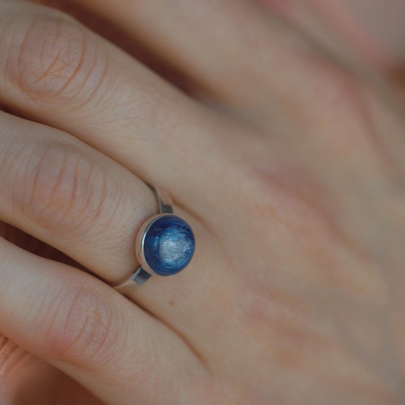 Natural Blue Kyanite Ring, Sterling Silver Kyanite Ring, Solitaire Statement Ring