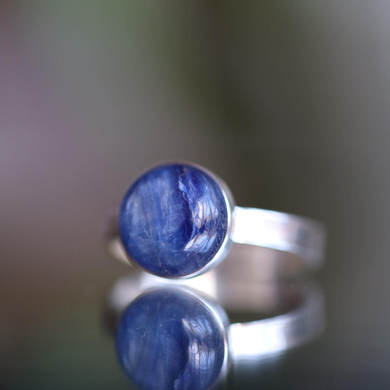 Natural Blue Kyanite Ring, Sterling Silver Kyanite Ring, Solitaire Statement Ring