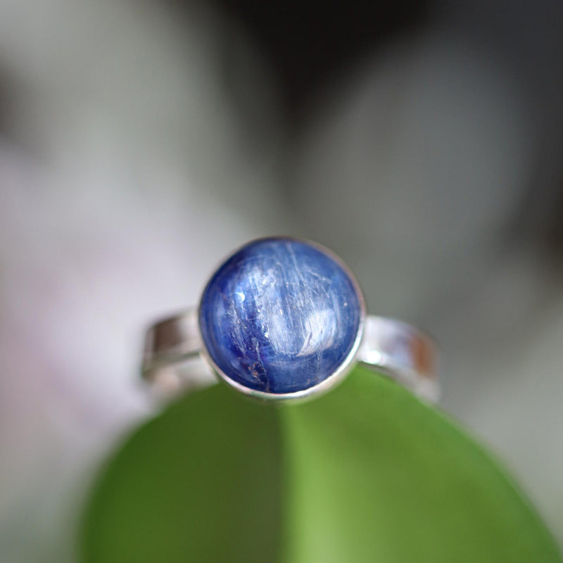 Natural Blue Kyanite Ring, Sterling Silver Kyanite Ring, Solitaire Statement Ring