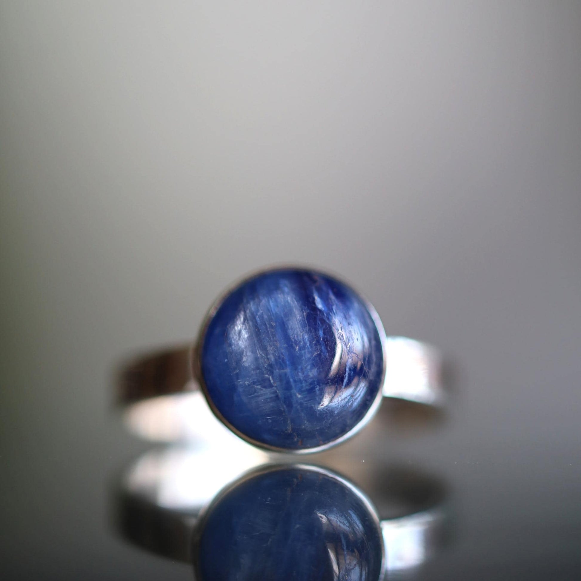 Natural Blue Kyanite Ring, Sterling Silver Kyanite Ring, Solitaire Statement Ring