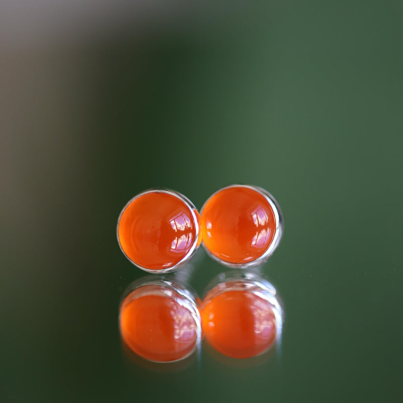 Natural Carnelian Ring, Sterling Silver Orange Quartz Ring, Solitaire Statement Ring