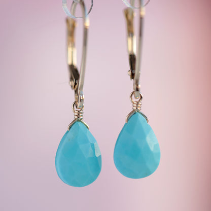 14k Gold Turquoise Earrings