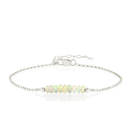 Ethiopian Opal Bracelet with initials in Silver - Boutique Baltique