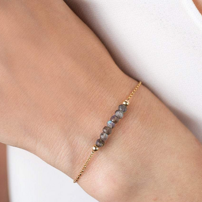 Labradorite Bracelet with initials in Gold - Boutique Baltique