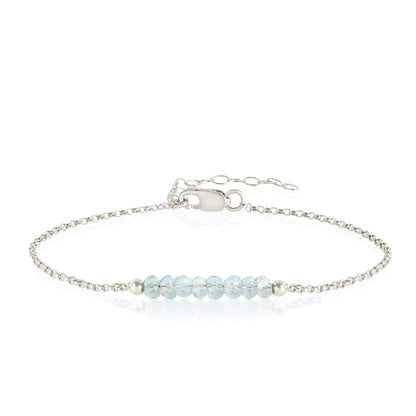 Aquamarine Bracelet with initials in Silver - Boutique Baltique