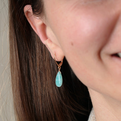 Amazonite Dangle Earrings on Model