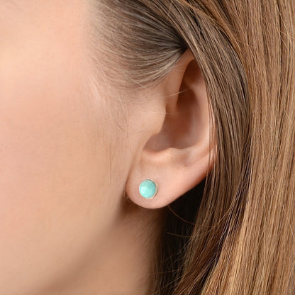 14k Gold Amazonite Stud Earrings