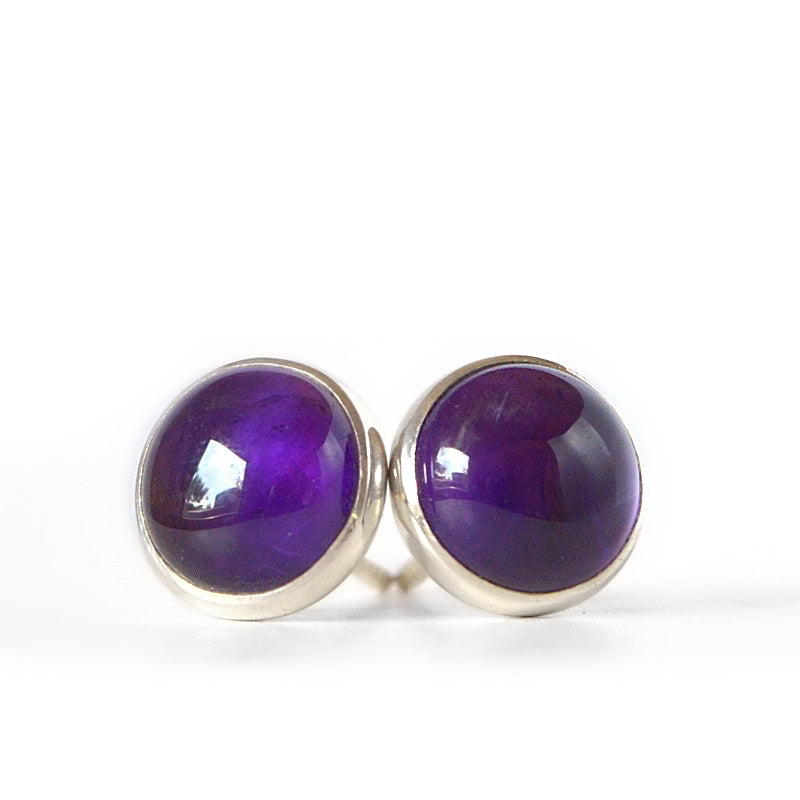 Sterling Silver Amethyst Stud Earrings