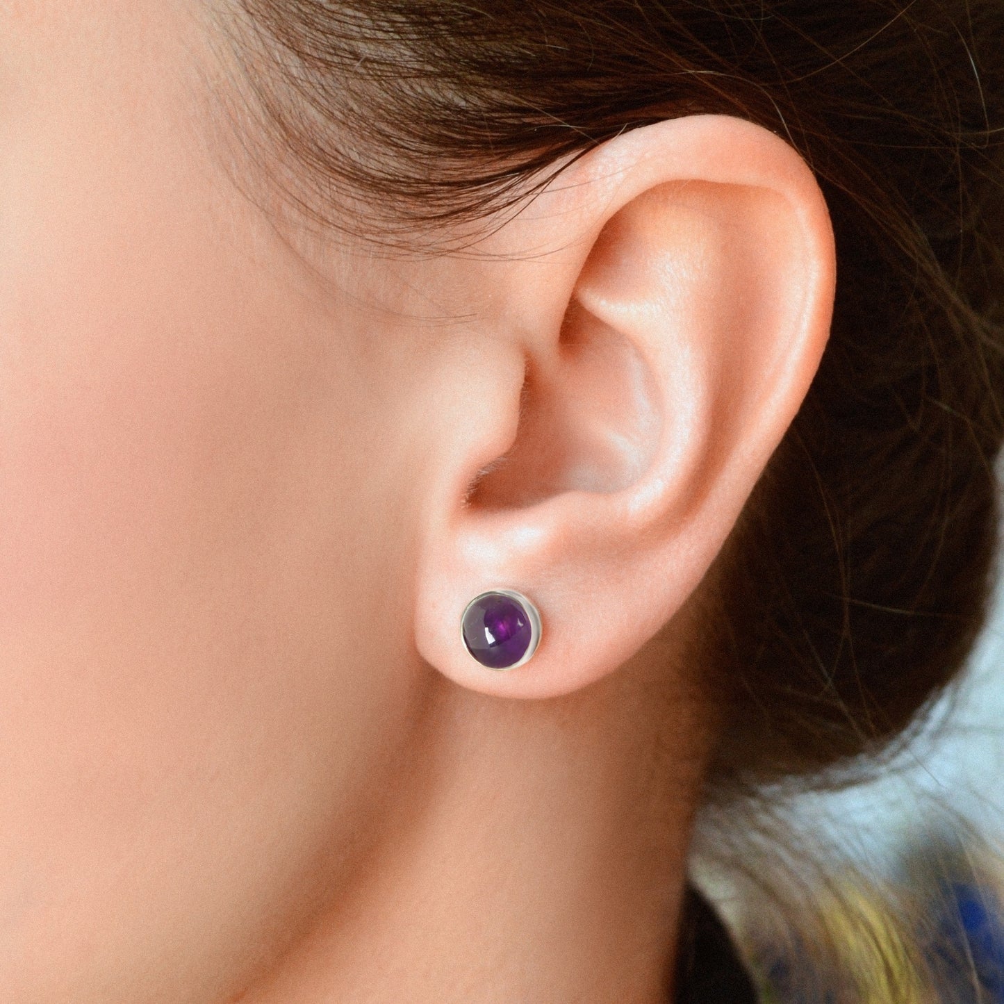 Sterling Silver Amethyst Stud Earrings