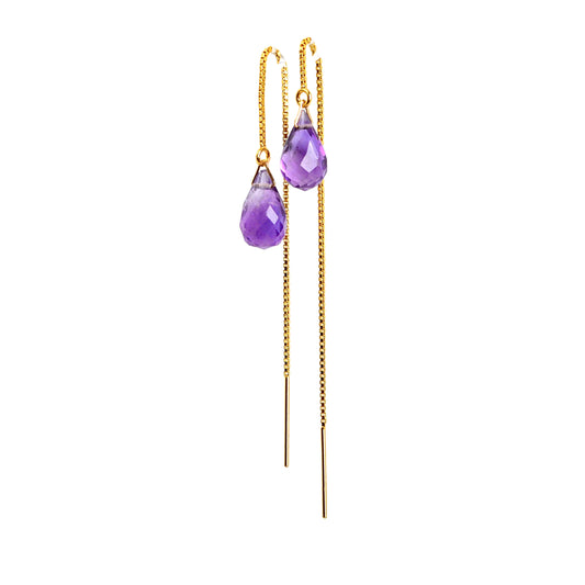 Amethyst Drop Threader Earrings