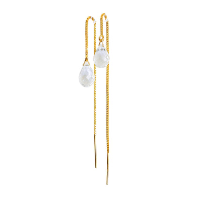 Aquamarine Drop Threader Earrings