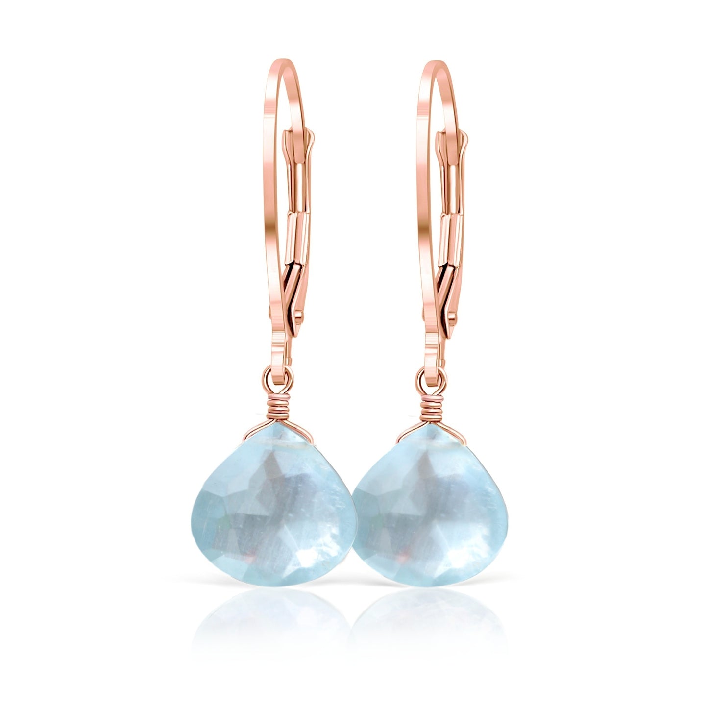 Natural Aquamarine Earrings in 14k Rose Gold