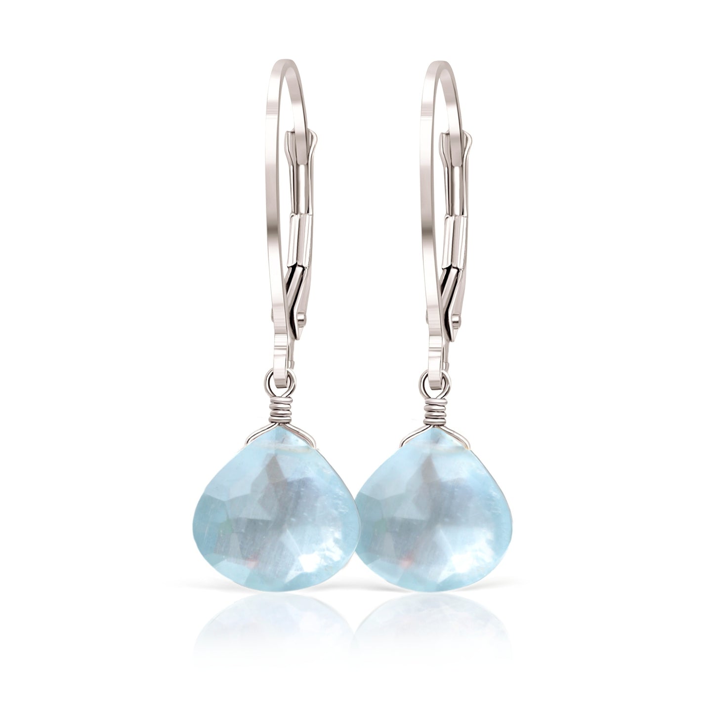 Natural Aquamarine Earrings in 14k White Gold