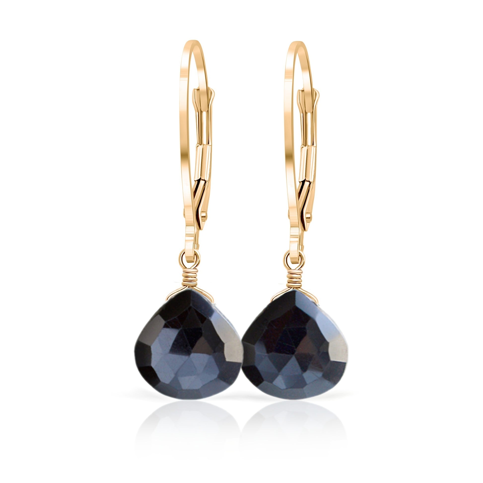 14k Gold Black Tourmaline Earrings