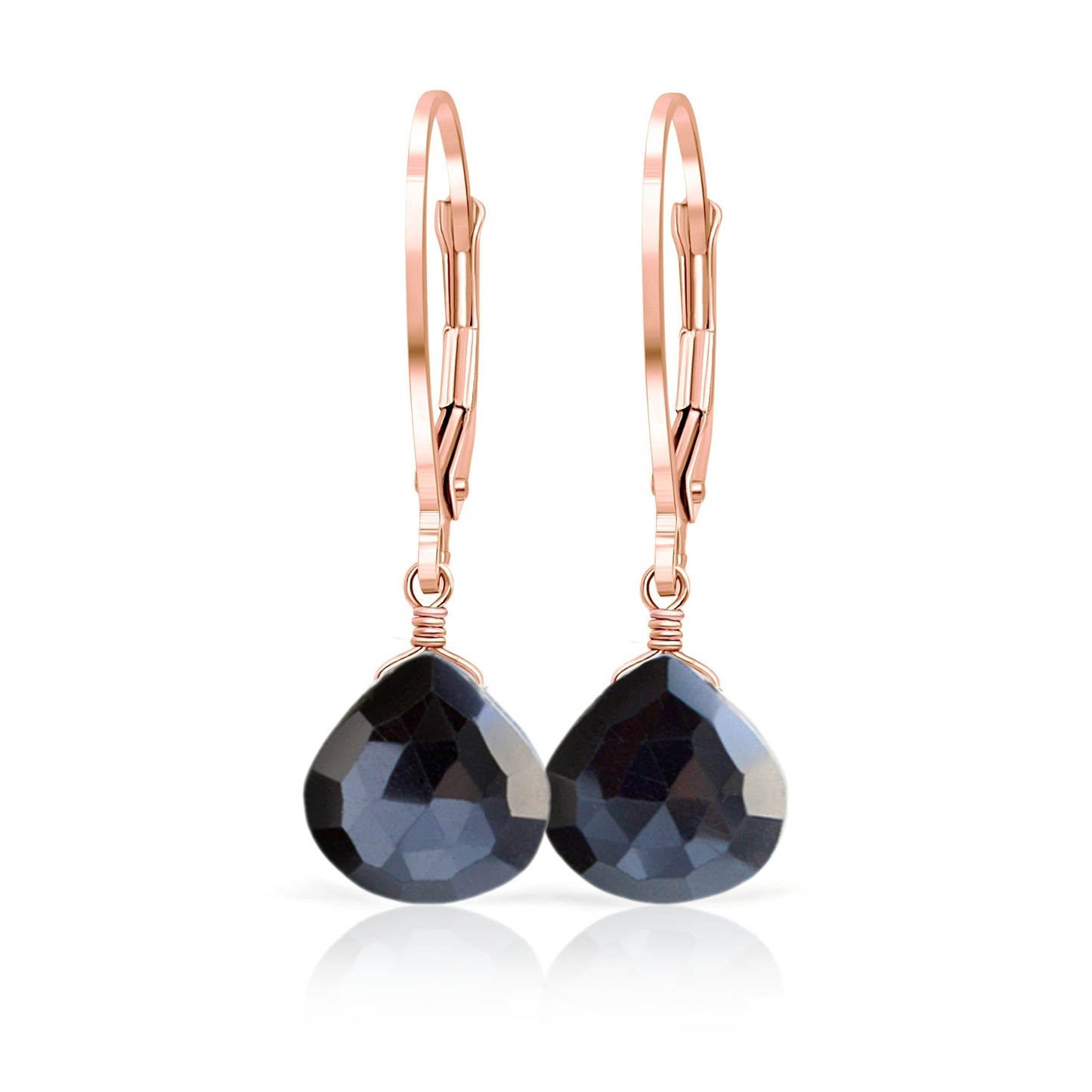 14k Rose Gold Black Tourmaline Earrings