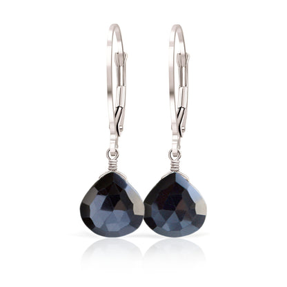 14k White Gold Black Tourmaline Earrings