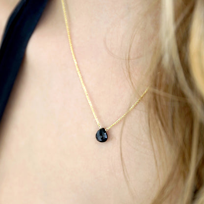 14k Gold Black Tourmaline Necklace