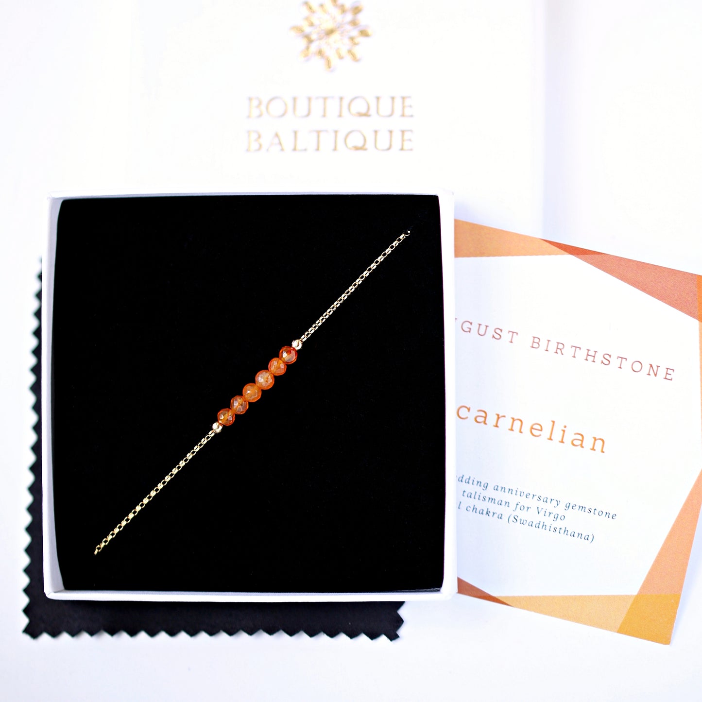 Carnelian Anklet with initials in Gold - Boutique Baltique