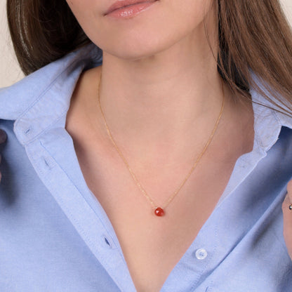 Carnelian Necklace in 14k Gold