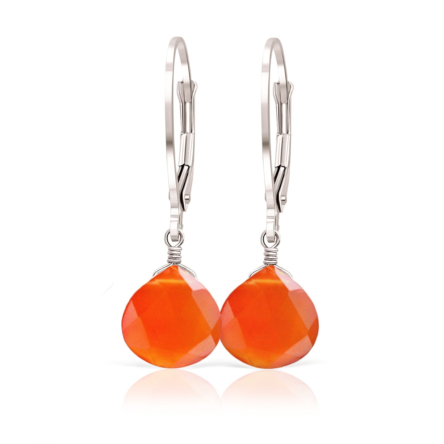 14k White Gold Carnelian Earrings