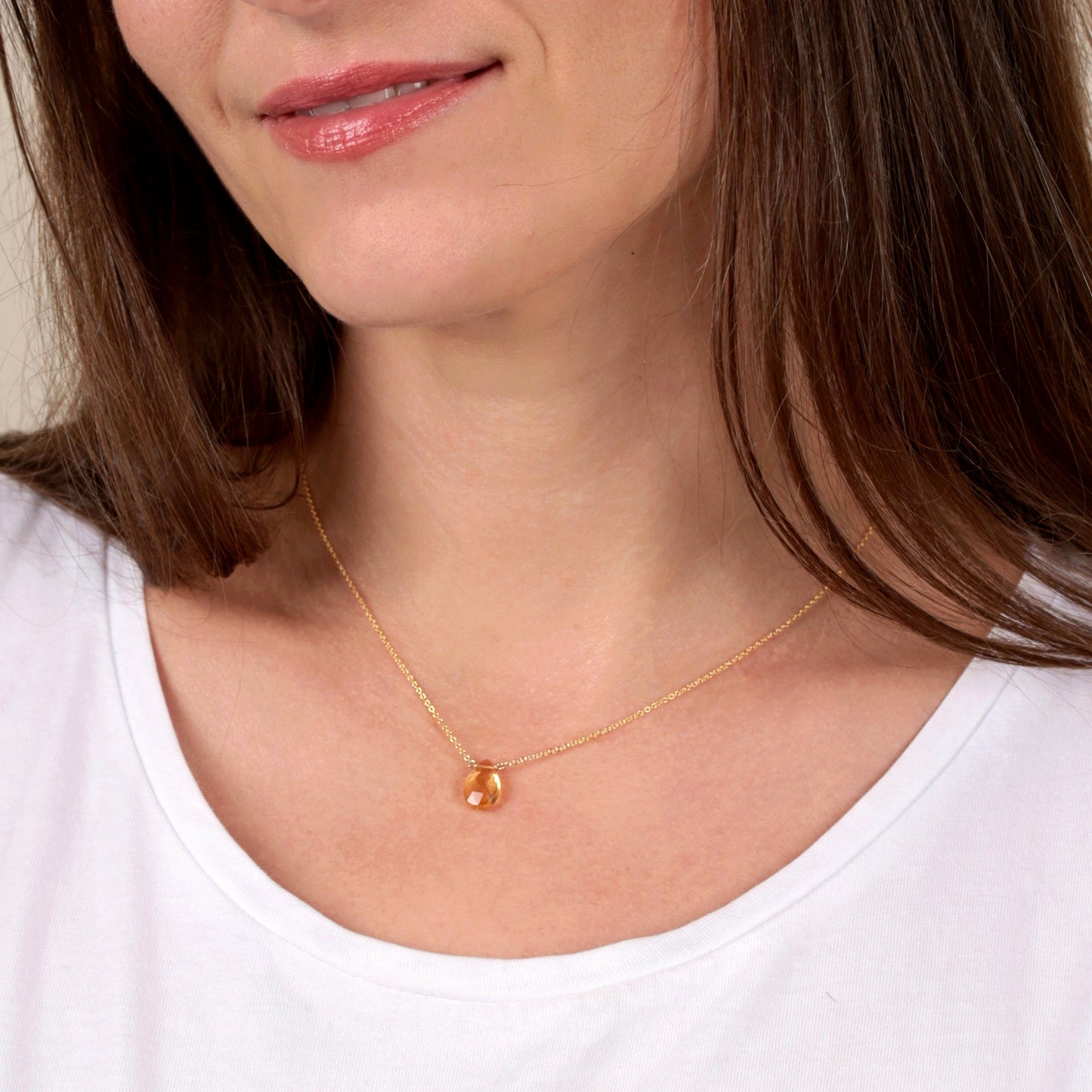 14k Gold Citrine Necklace