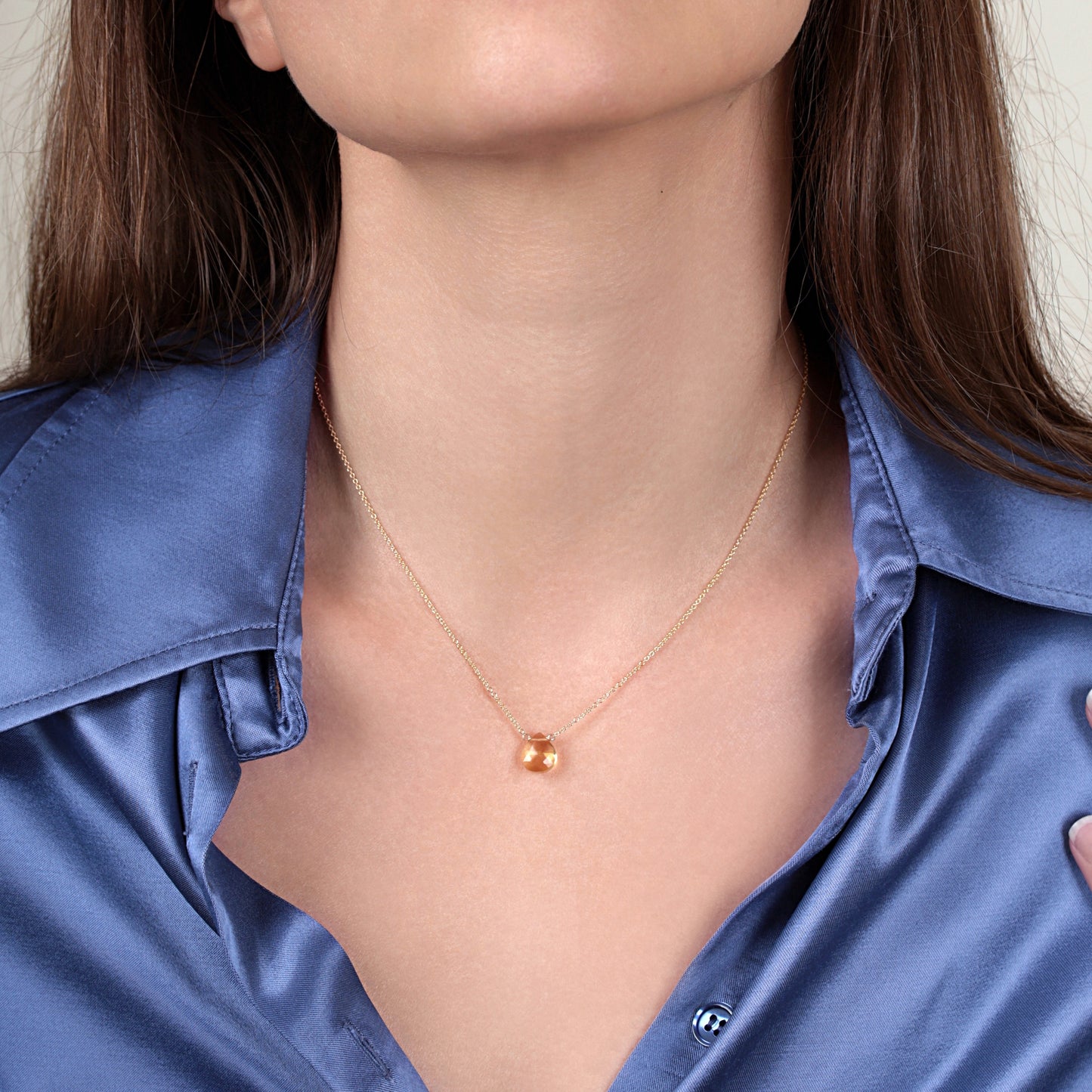 Citrine Necklace in 14k Gold