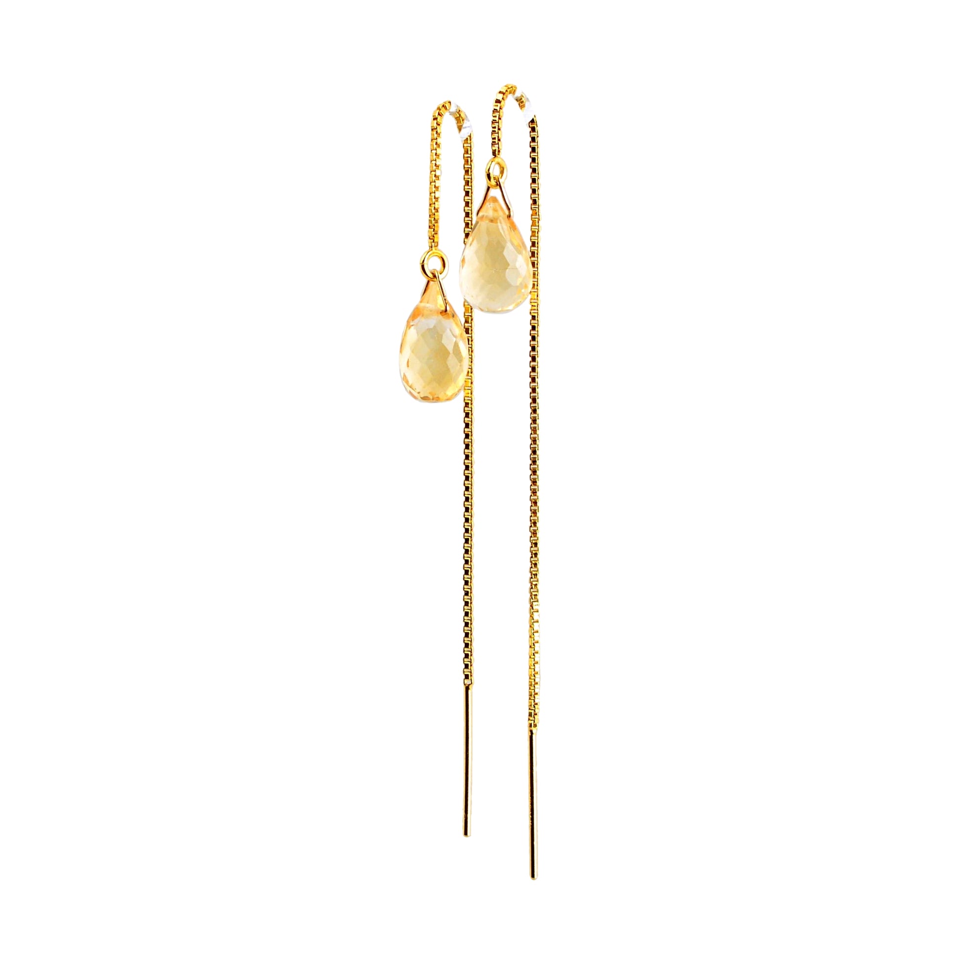 14k Gold Citrine Threader Earrings