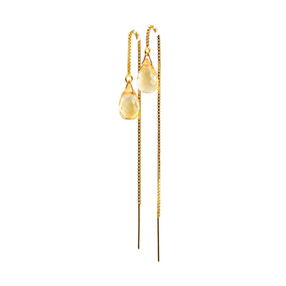 14k Gold Citrine Threader Earrings