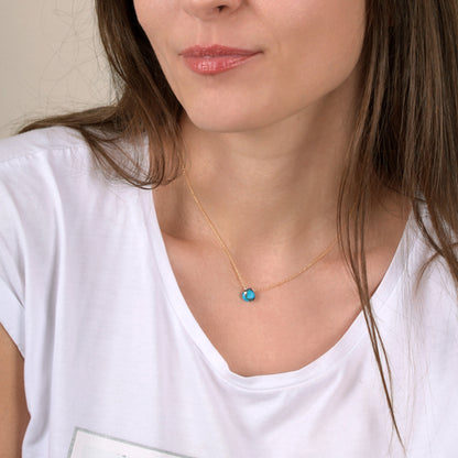 14k Gold Mojave Copper Turquoise Necklace