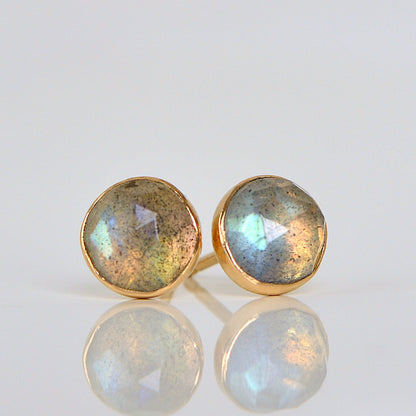 14k Gold Labradorite Stud Earrings