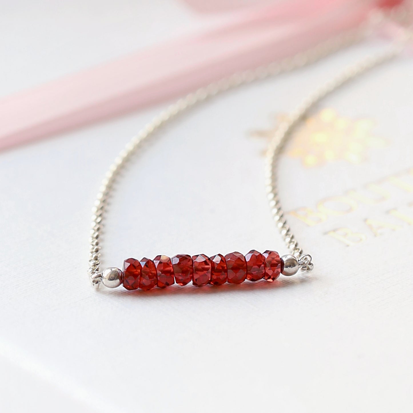 Garnet Bracelet with initials in Silver - Boutique Baltique