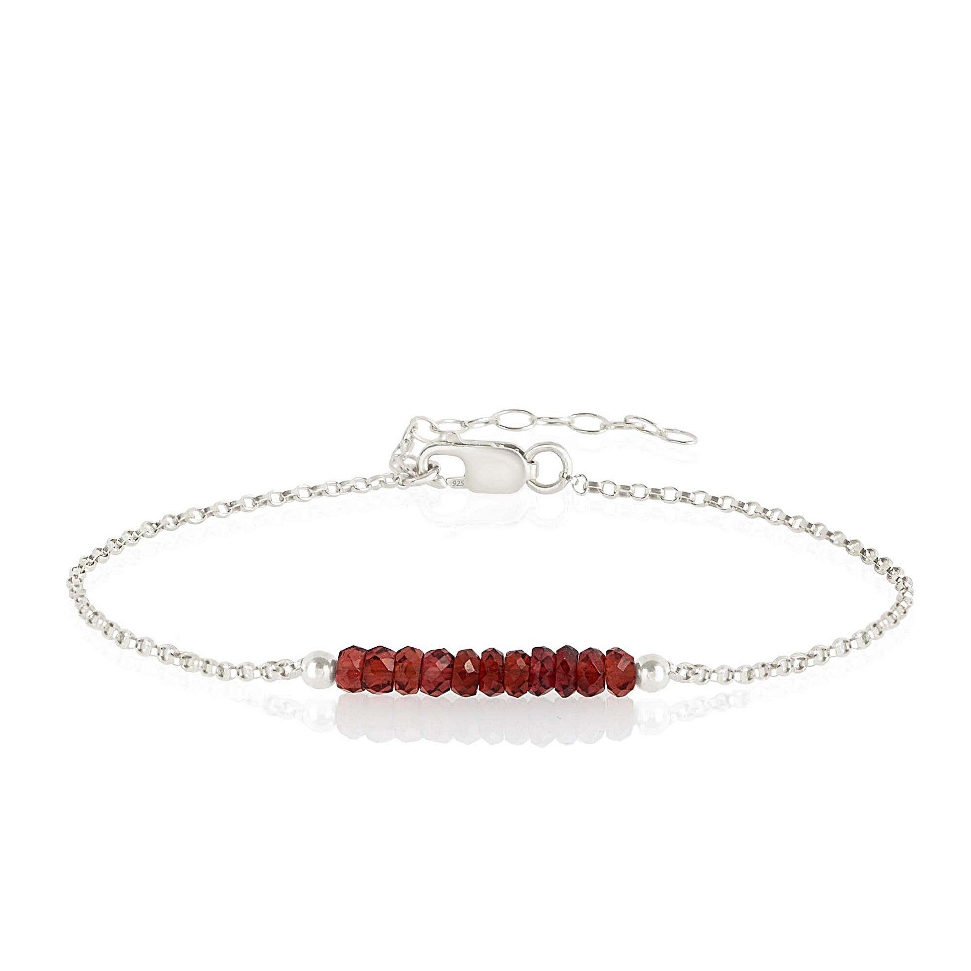 Garnet Bracelet with initials in Silver - Boutique Baltique