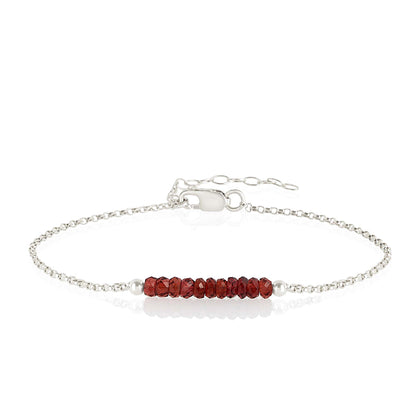 Garnet Bracelet with initials in Silver - Boutique Baltique