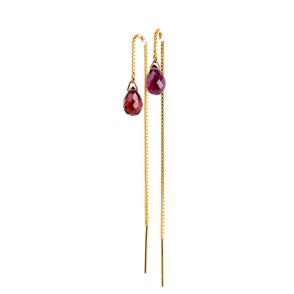 Garnet Threader Earrings - Gold - Boutique Baltique