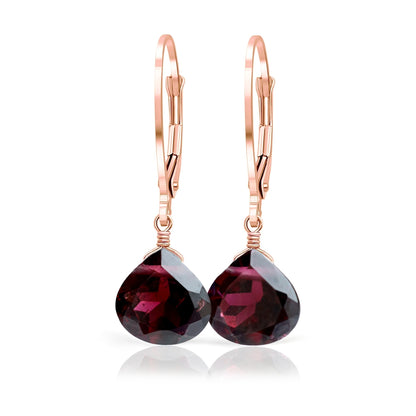 14k Rose Gold Leverback Garnet Earrings