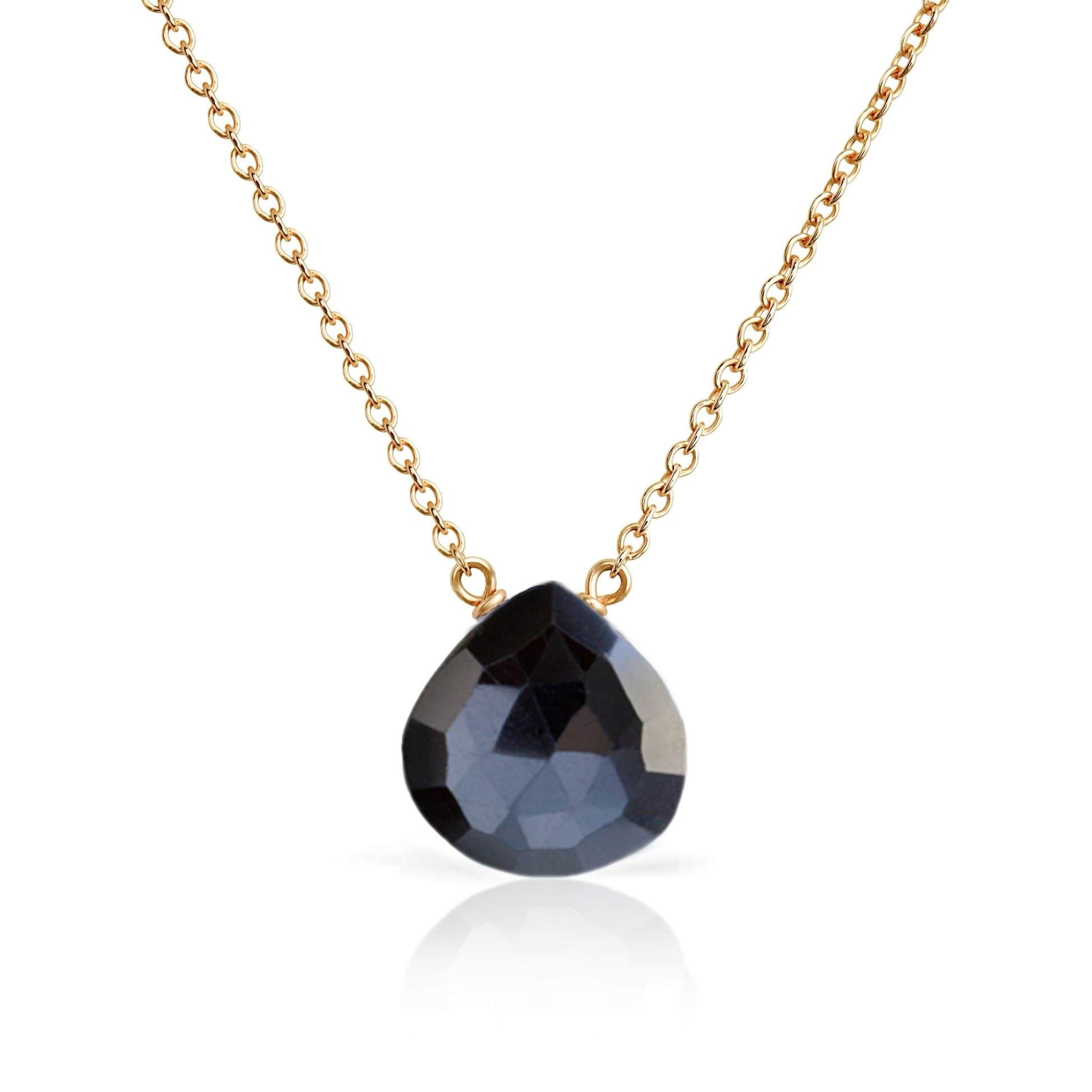 14k Gold Black Tourmaline Necklace