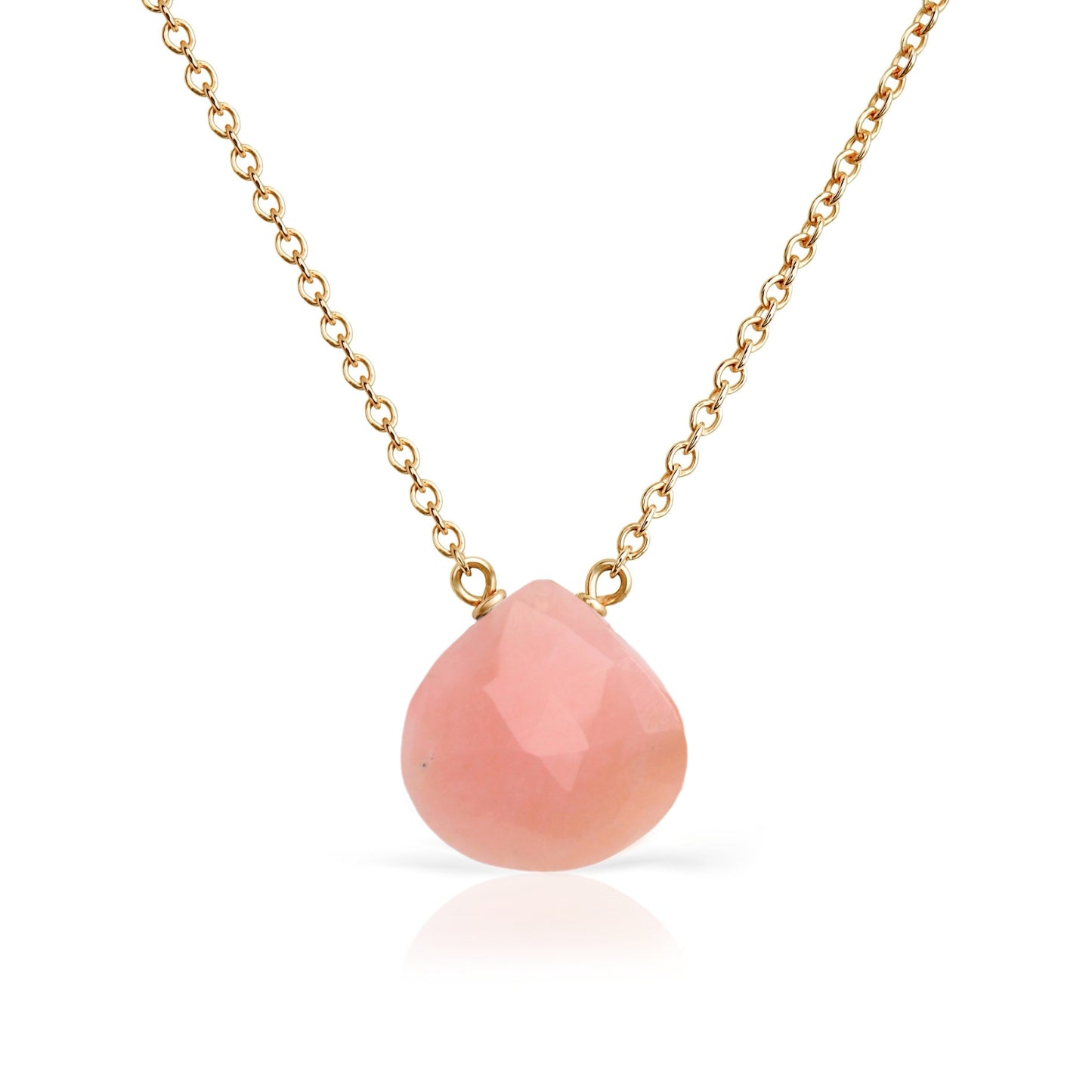 14k Gold Pink Opal Necklace