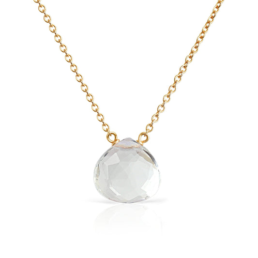 14k Gold Clear Quartz Necklace