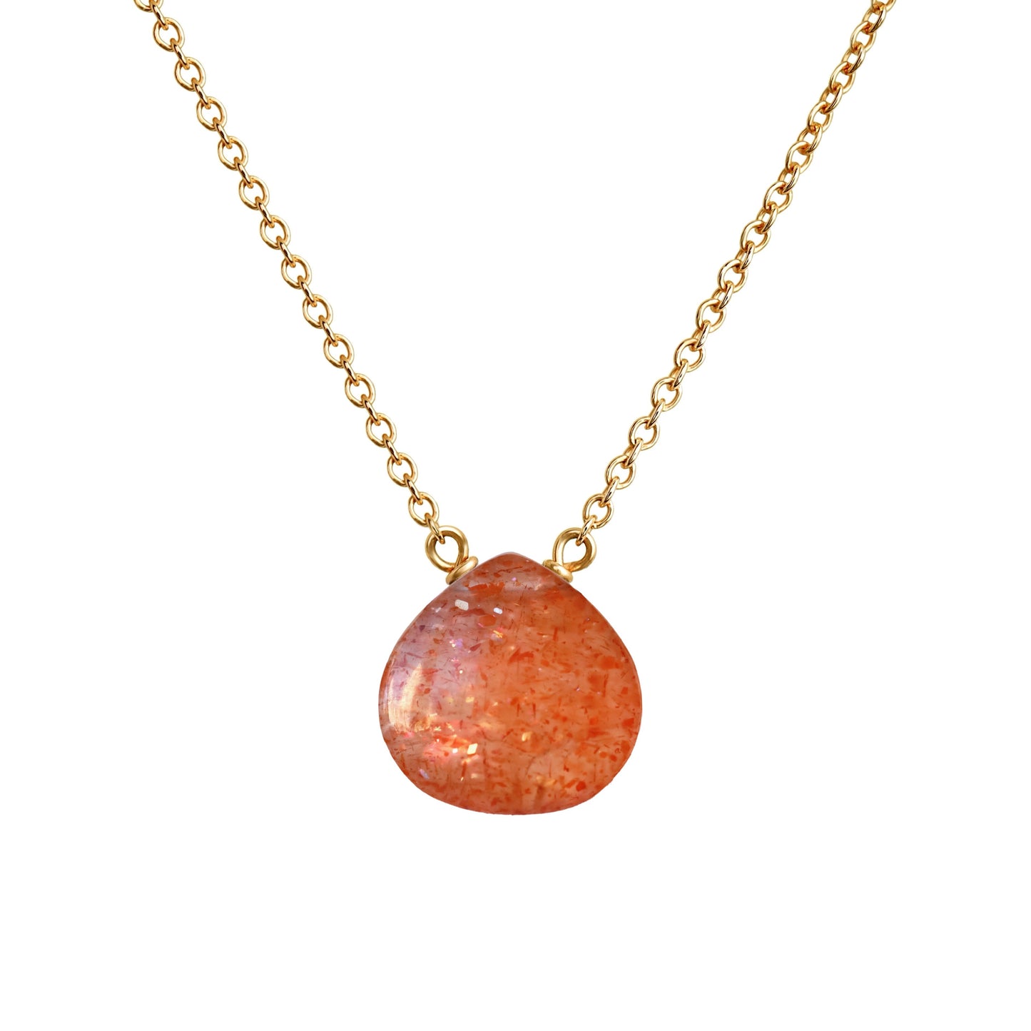 14k Gold Sunstone Necklace